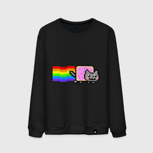 Мужской свитшот хлопок Nyan Cat, цвет черный