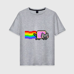 Женская футболка хлопок Oversize Nyan Cat