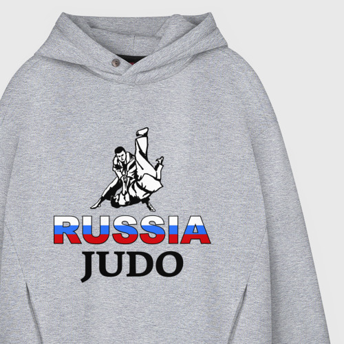 Мужское худи Oversize хлопок Russia judo, цвет меланж - фото 4