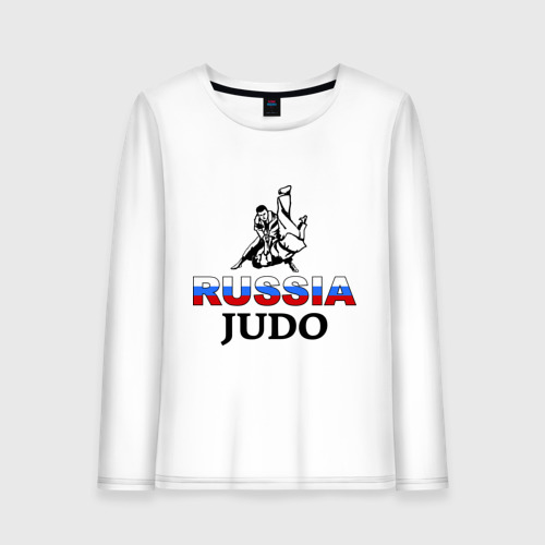Женский лонгслив хлопок Russia judo, цвет белый