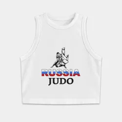 Женская укороченная майка-топ хлопок Russia judo