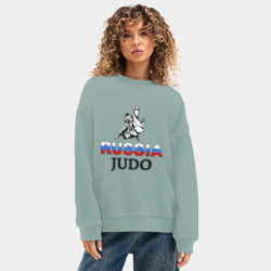 Женский свитшот oversize без начеса хлопок Russia judo - фото 2