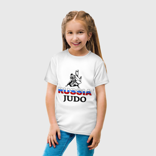 Детская футболка хлопок Russia judo, цвет белый - фото 5