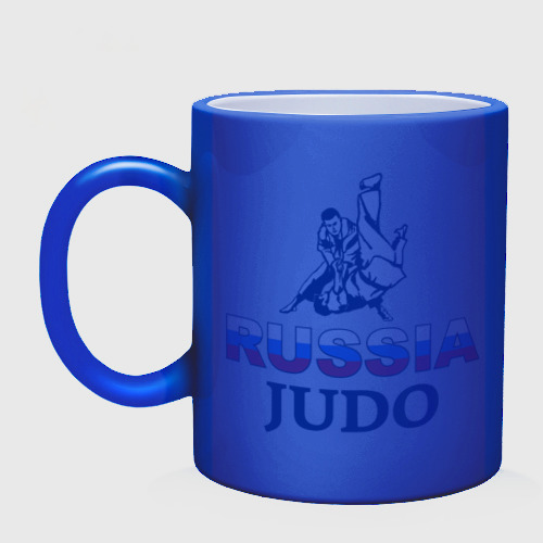 Кружка хамелеон Russia judo, цвет белый + синий - фото 3