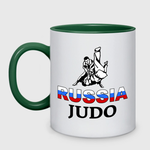 Кружка двухцветная Russia judo, цвет белый + зеленый