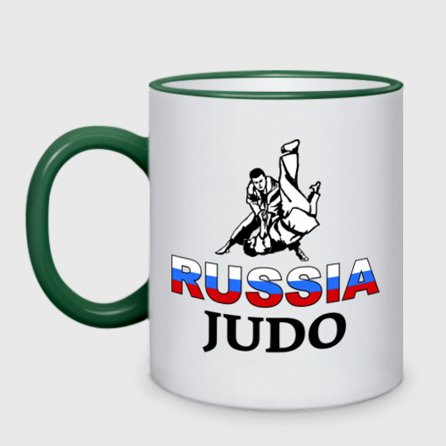 Кружка двухцветная с принтом Russia judo, вид спереди #2
