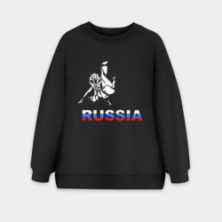 Женский свитшот oversize без начеса хлопок Иероглиф борцы Россия