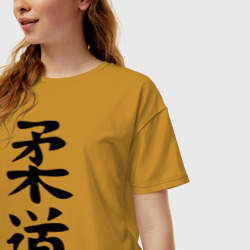 Женская футболка хлопок Oversize Иероглиф дзюдо - фото 2