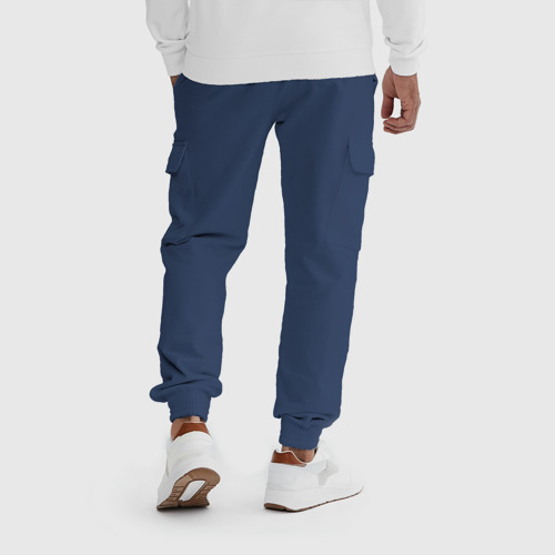 Мужские брюки карго хлопок Иероглиф дзюдо, цвет темно-синий - фото 5