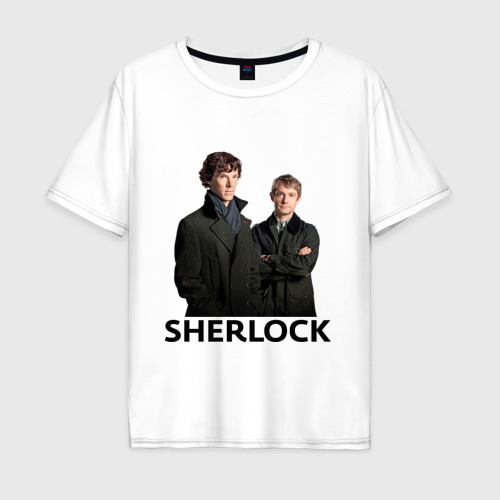 Мужская футболка хлопок Oversize Шерлок надпись полноцвет