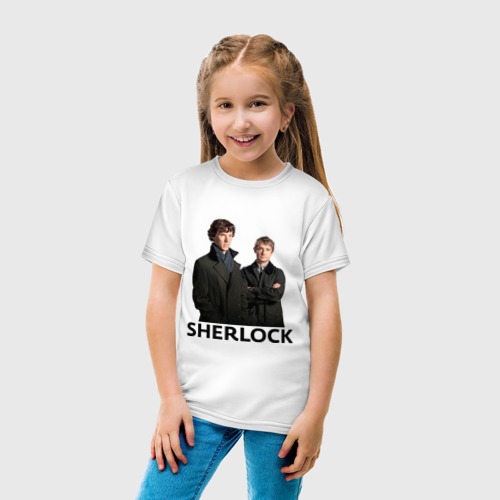 Детская футболка хлопок Шерлок надпись полноцвет, цвет белый - фото 5