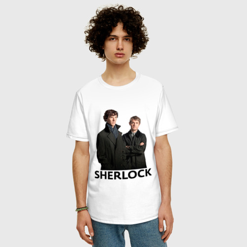 Мужская футболка хлопок Oversize Шерлок надпись полноцвет - фото 3