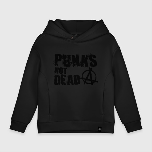 Детское худи Oversize хлопок Punks not dead 2, цвет черный