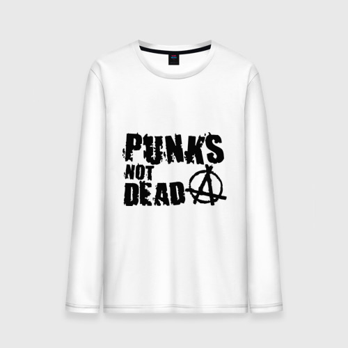 Мужской лонгслив хлопок Punks not dead 2, цвет белый