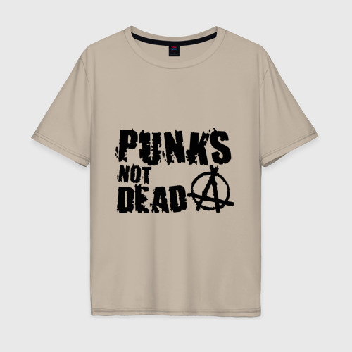 Мужская футболка хлопок Oversize Punks not dead 2, цвет миндальный