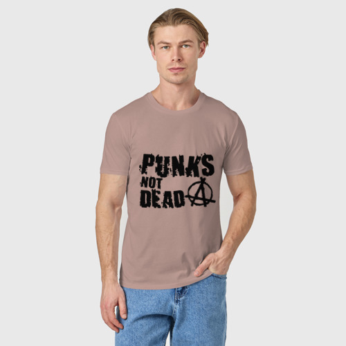 Мужская футболка хлопок Punks not dead 2, цвет пыльно-розовый - фото 3