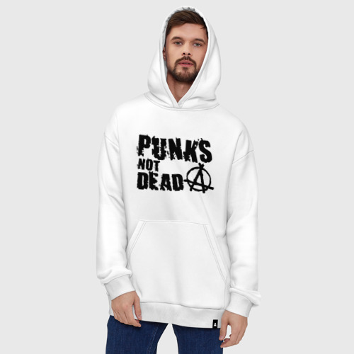 Худи SuperOversize хлопок Punks not dead 2, цвет белый - фото 5