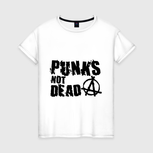 Женская футболка хлопок Punks not dead 2, цвет белый