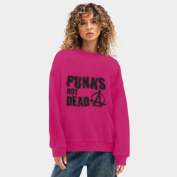Женский свитшот oversize без начеса хлопок Punks not dead 2 - фото 2