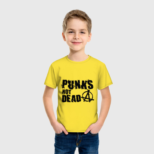 Детская футболка хлопок Punks not dead 2, цвет желтый - фото 3