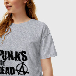 Женская футболка хлопок Oversize Punks not dead 2 - фото 2