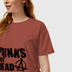 Женская футболка хлопок Oversize Punks not dead 2 - фото 2