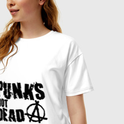 Женская футболка хлопок Oversize Punks not dead 2 - фото 2