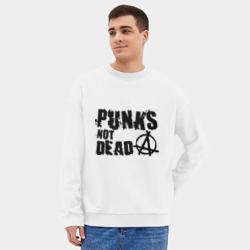 Мужской свитшот oversize без начеса хлопок Punks not dead 2 - фото 2