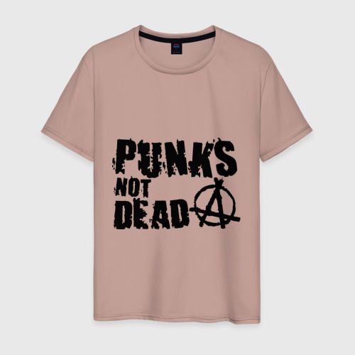 Мужская футболка хлопок Punks not dead 2, цвет пыльно-розовый