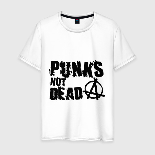 Мужская футболка хлопок Punks not dead 2, цвет белый