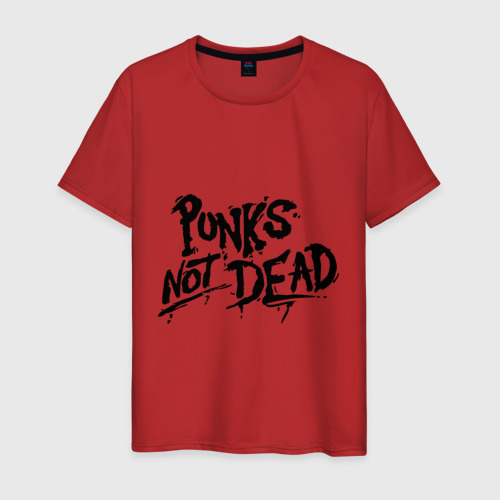 Мужская футболка хлопок Punks not dead, цвет красный