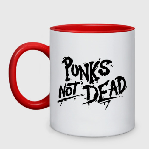 Кружка двухцветная с принтом Punks not dead, вид спереди #2