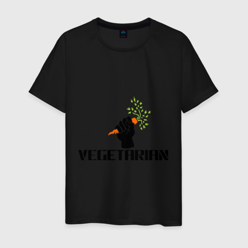 Мужская футболка хлопок Vegetarian (Вегетерианство), цвет черный