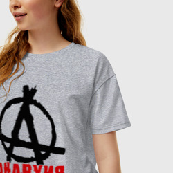 Женская футболка хлопок Oversize Анархия мать порядка - фото 2
