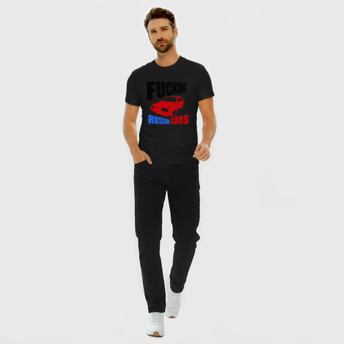 Мужская футболка хлопок Slim FUCKING RUSSIAN CARS 2108, цвет черный - фото 5