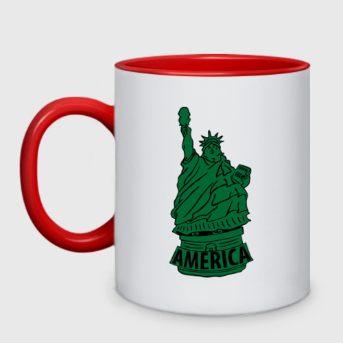 Кружка двухцветная Америка (America) Толстая статуя свободы