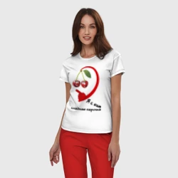 Женская пижама с белой футболкой хлопок Я с ним - сладкая парочка - фото 2