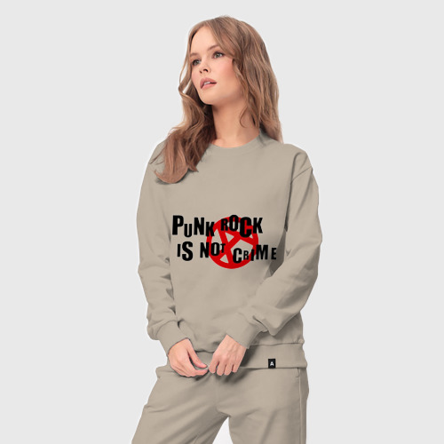 Женский костюм хлопок Punk rock is not a crime, цвет миндальный - фото 5