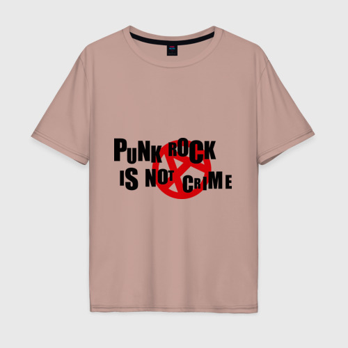 Мужская футболка хлопок Oversize Punk rock is not a crime, цвет пыльно-розовый