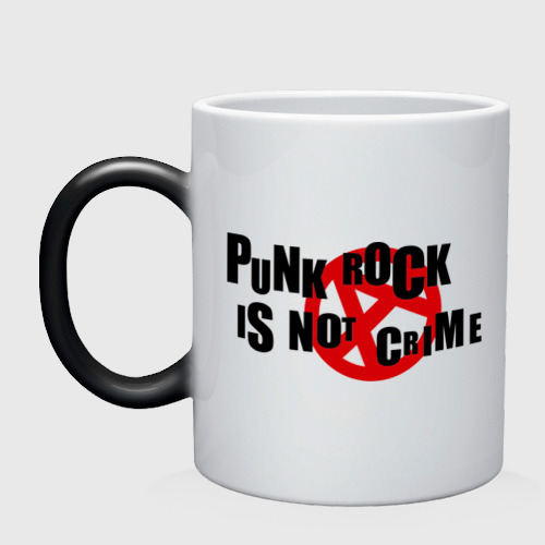Кружка хамелеон Punk rock is not a crime, цвет белый + черный