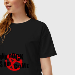 Женская футболка хлопок Oversize Punk rock is not a crime - фото 2