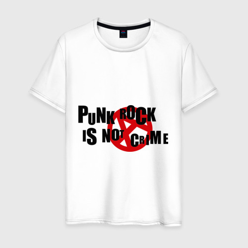 Мужская футболка из хлопка с принтом Punk rock is not a crime, вид спереди №1