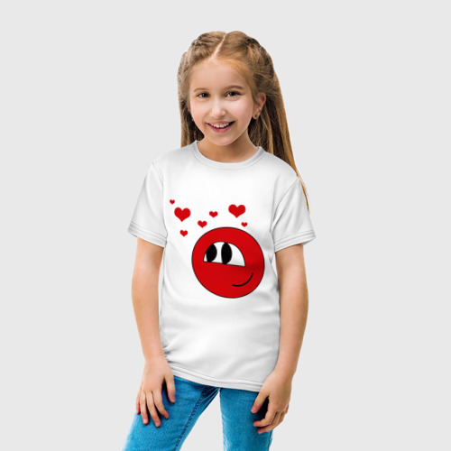 Детская футболка хлопок влюбленный смайл, цвет белый - фото 5