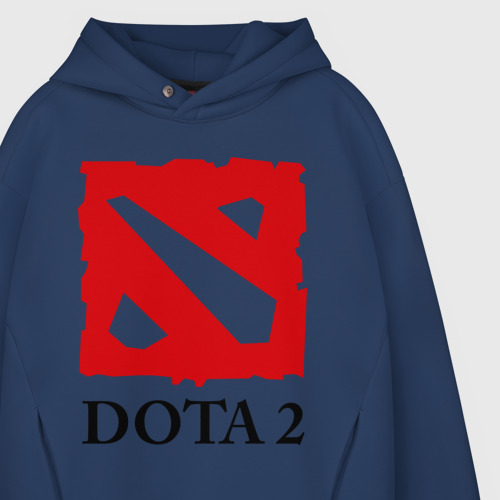 Мужское худи Oversize хлопок Logo Dota 2, цвет темно-синий - фото 4