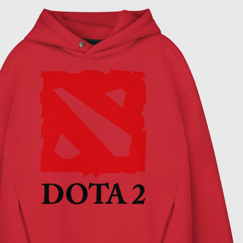 Мужское худи Oversize хлопок Logo Dota 2, цвет красный - фото 4