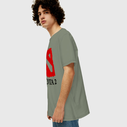 Мужская футболка хлопок Oversize с принтом Logo Dota 2, вид сбоку #3