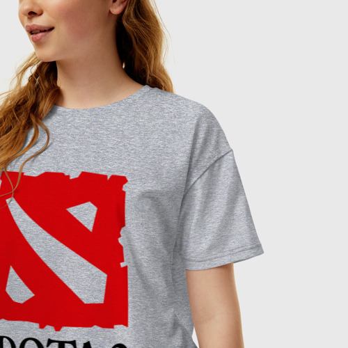 Женская футболка хлопок Oversize Logo Dota 2, цвет меланж - фото 3