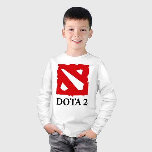 Детский лонгслив хлопок Logo Dota 2, цвет белый - фото 3