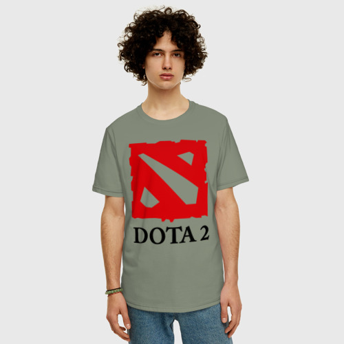 Мужская футболка хлопок Oversize с принтом Logo Dota 2, фото на моделе #1