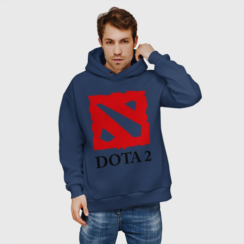 Мужское худи Oversize хлопок Logo Dota 2, цвет темно-синий - фото 3